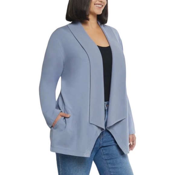 Max & Mia Women's Open Front Lightweight Drape Cardigan w/Pockets Light Denim S - Picture 3 of 7
